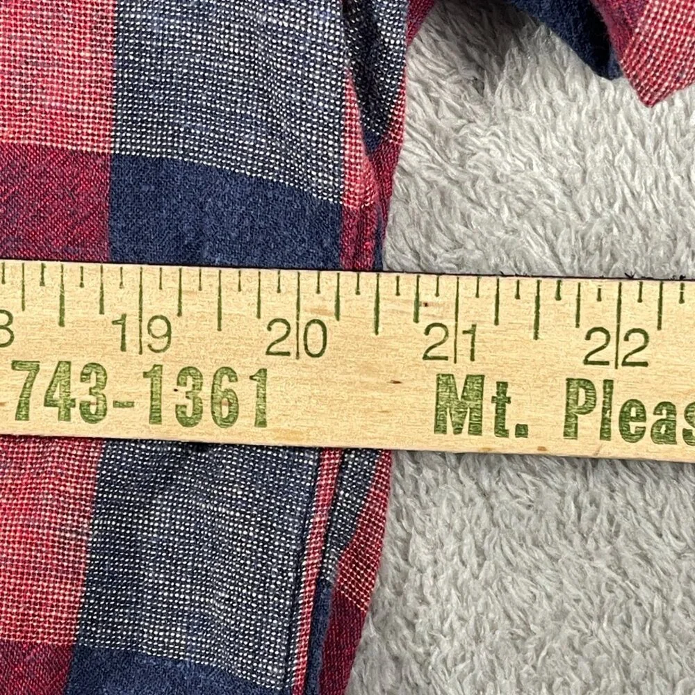J. Crew Red Blue Plaid Check Homespun Collar Slim Shirt XL Button Down Outdoorsy
